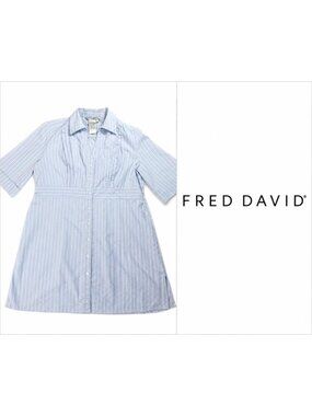 Fred David Blue & White Stripe Shirt Dress Tunic ~ XL